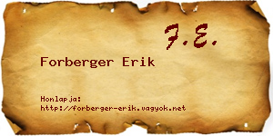 Forberger Erik névjegykártya