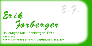 erik forberger business card